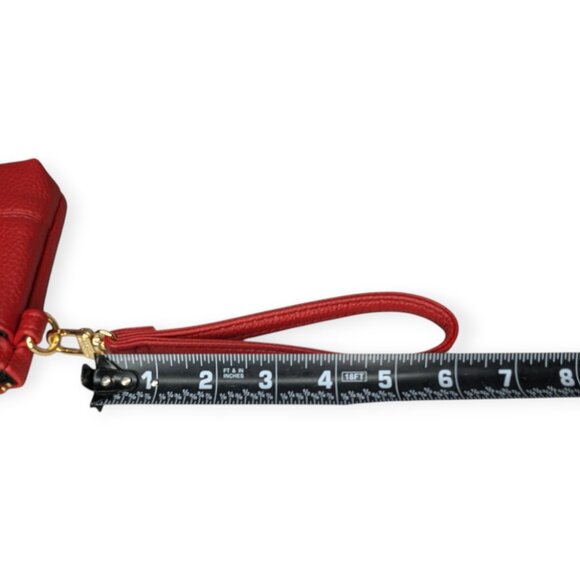 Steve Madden Red Faux Leather Gold Tone Accents 2 Zip Wristlet Wallet 8" x 5" - Picture 13 of 13